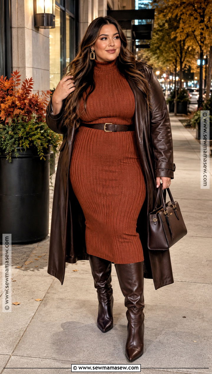 Sweater Dress And Tall Boots Fall Night Out Outfit - 15 fall fashion night out ideas