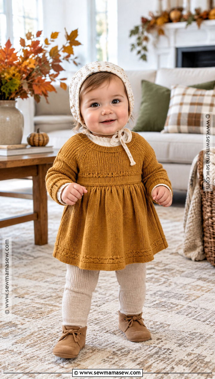 Sweater Dress And Tights Fall Baby Outfit - 20 fall baby outfits