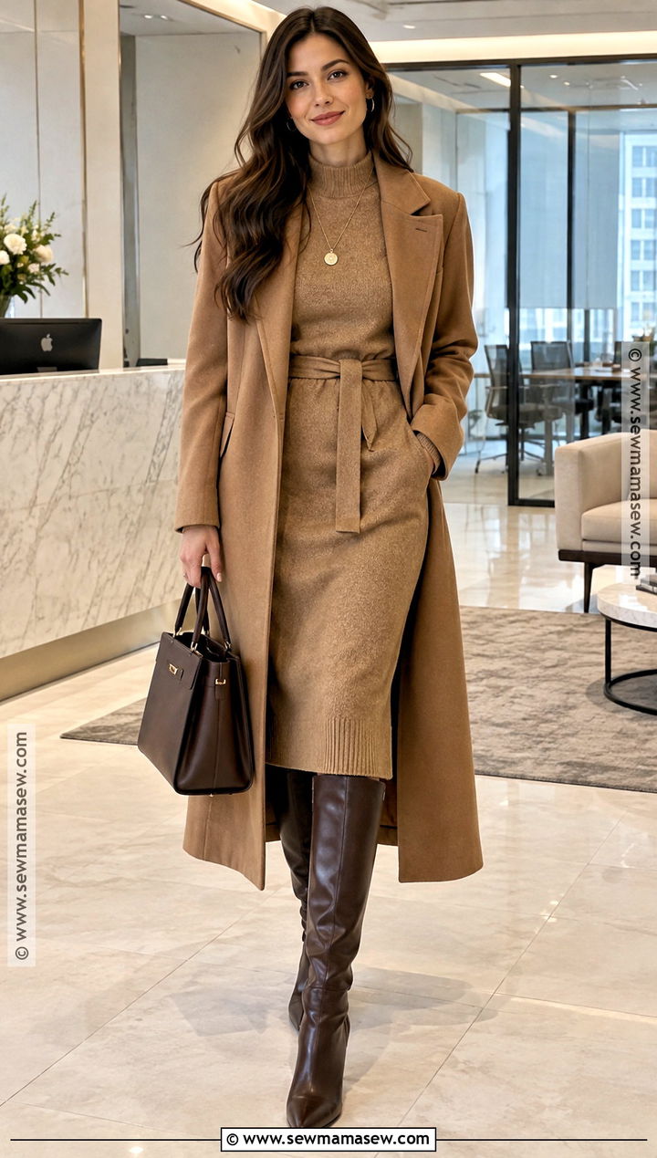 Sweater Dress With Knee High Boots - 25 Fall Corporate Outfits for Women