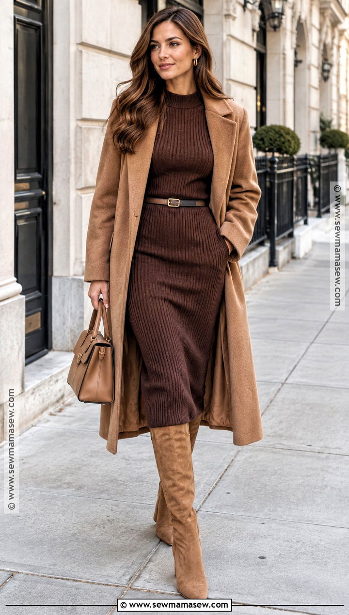 Sweater Dress With Knee High Boots - 15 Cute Fall Sweater Style Ideas