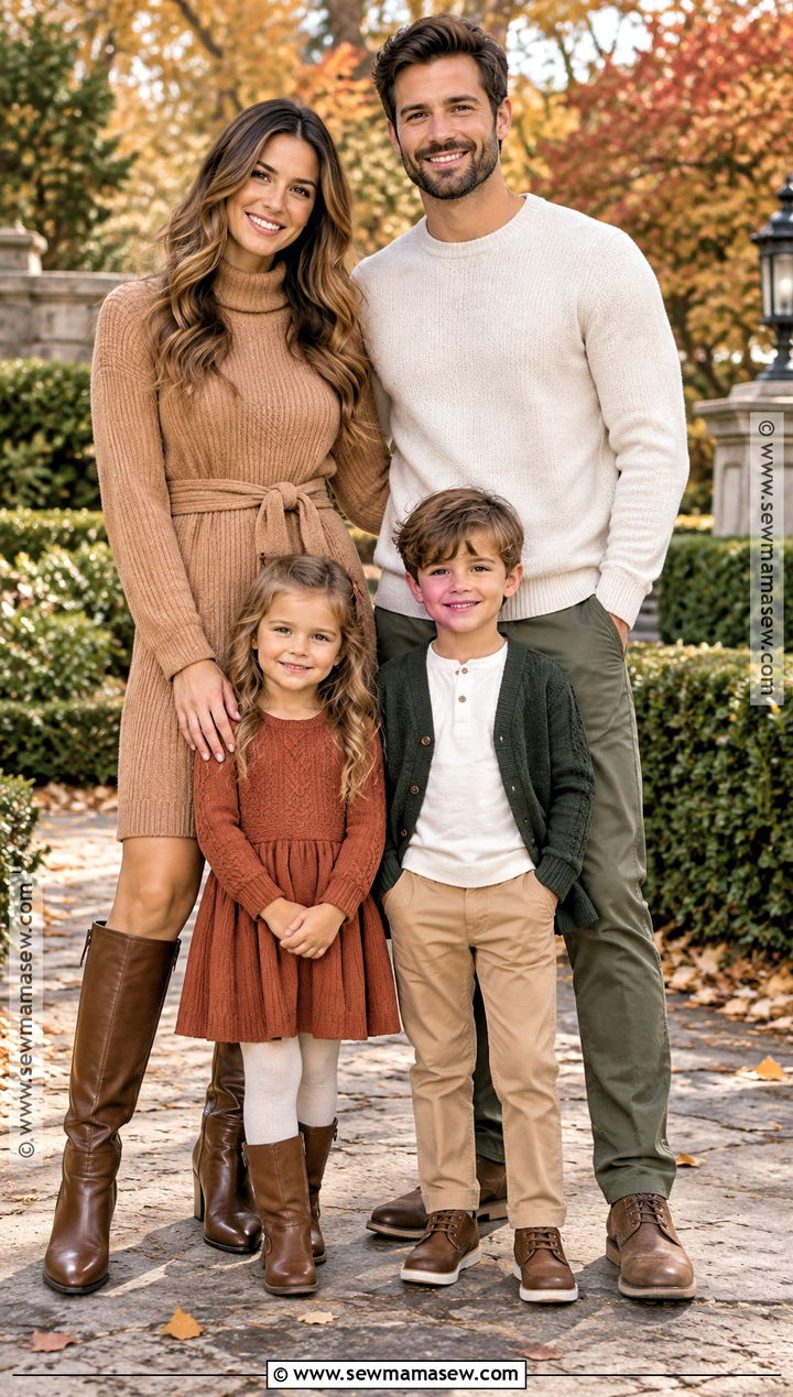 Sweater Dress and Chinos Fall Family Outfits - 25 fall family outfits