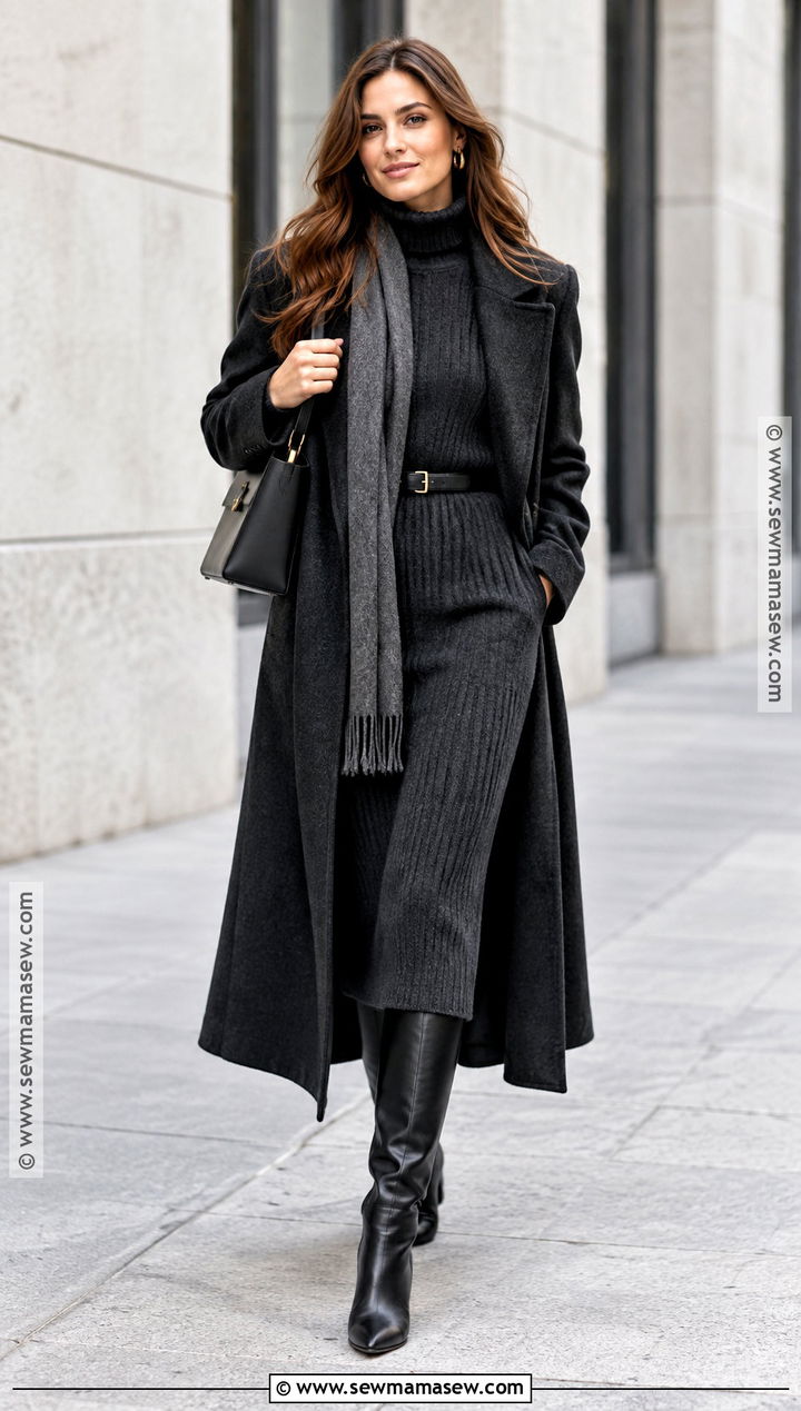 Sweater Dress and Tall Boots Fall Street Style Outfit - 15 2026 Fall Street Style Ideas