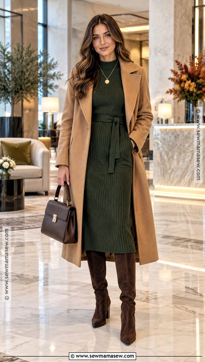 Sweater Dress and Tall Boots Outfit - 15 elegant fall fashion style ideas