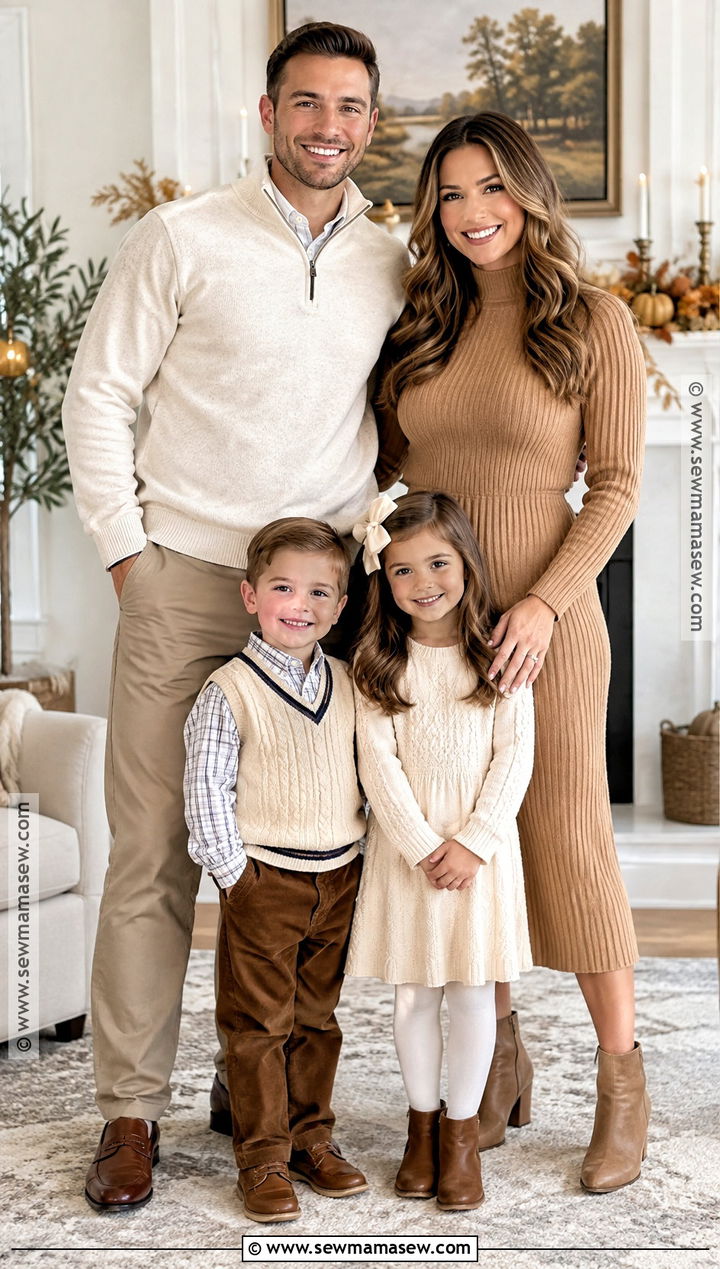 Sweater Dresses and Quarter Zip Sweaters Thanksgiving Family Outfit - 20 thanksgiving outfit ideas for family