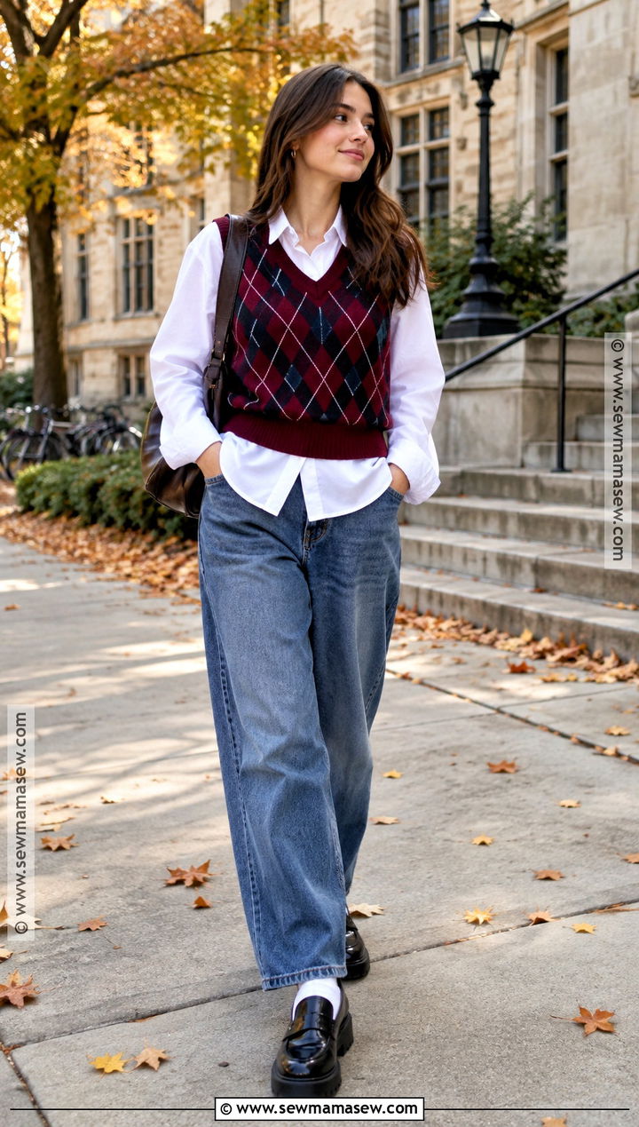 Sweater Vest And Baggy Jeans Fall Outfit - 25 fall swag outfits