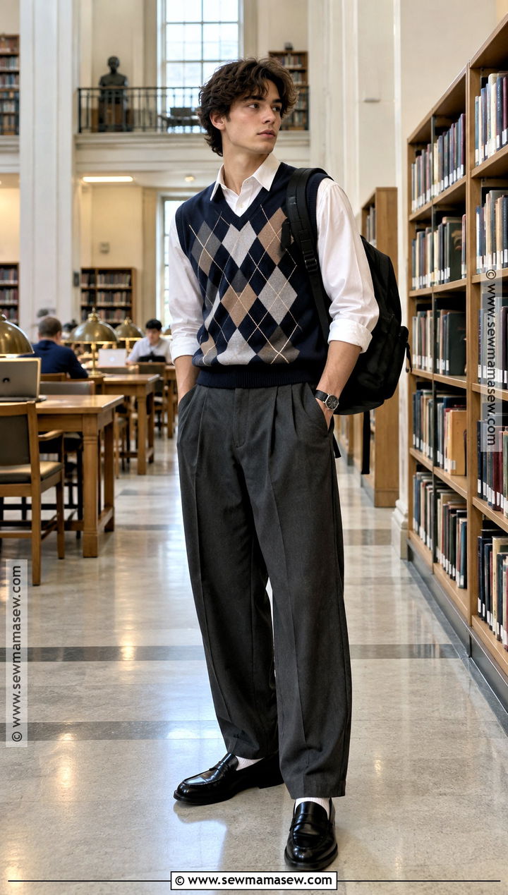 Sweater Vest And Baggy Trousers Outfit - 15 baggy back to school outfits