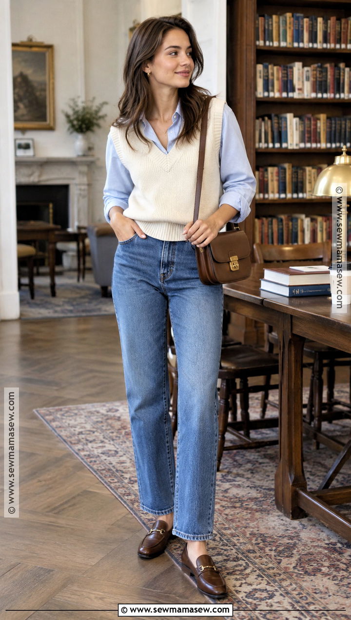 Sweater Vest And Button Down Fall Outfit - 15 casual date fall outfits