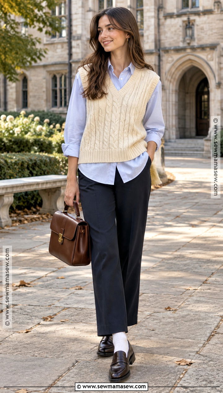 Sweater Vest And Button Down Fall Outfit - 30 fall outfits