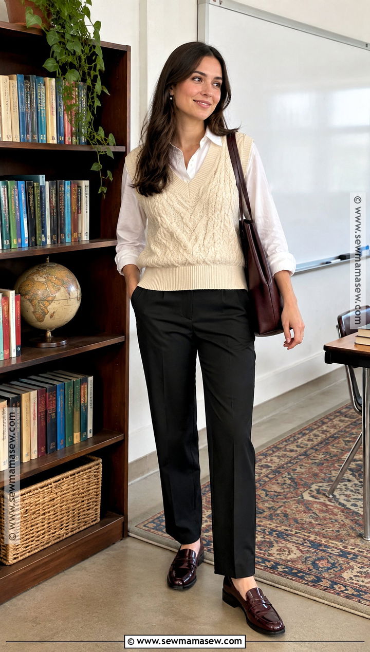Sweater Vest And Button Down Fall Teacher Outfit - 15 fall 2026 outfits for teachers