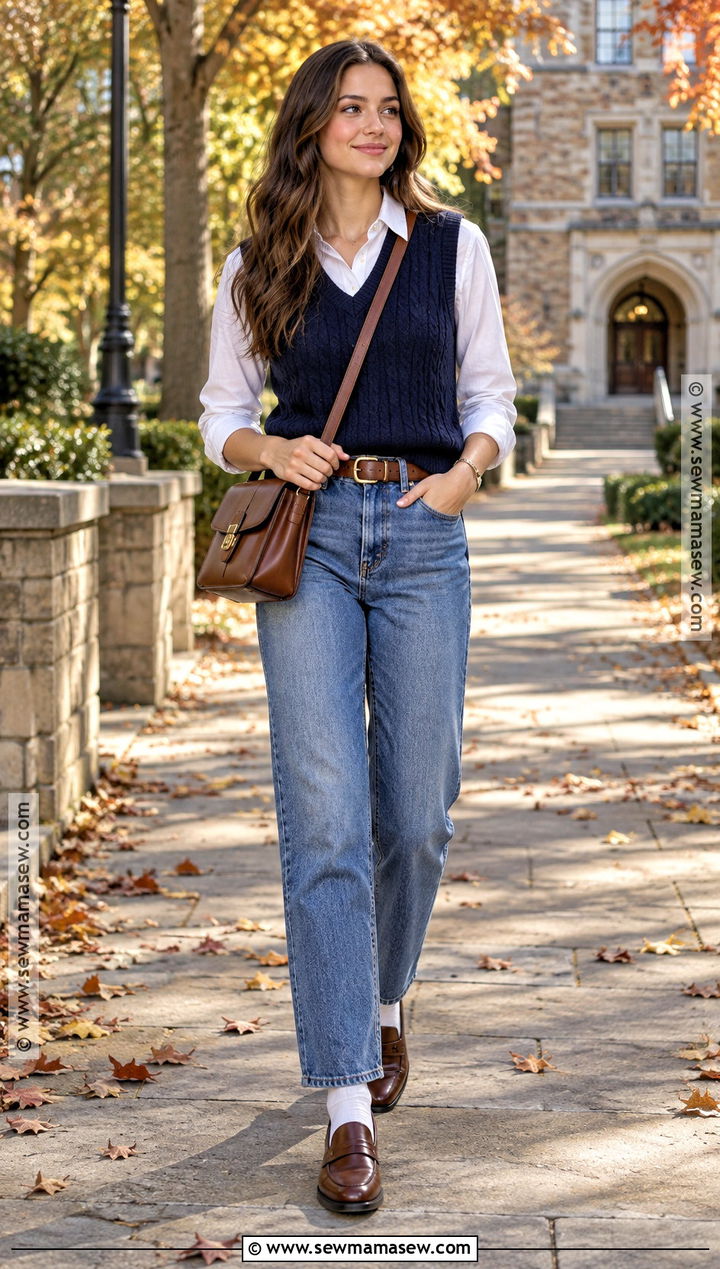 Sweater Vest And Button Down Jeans Outfit - 15 2026 casual fall fashion ideas