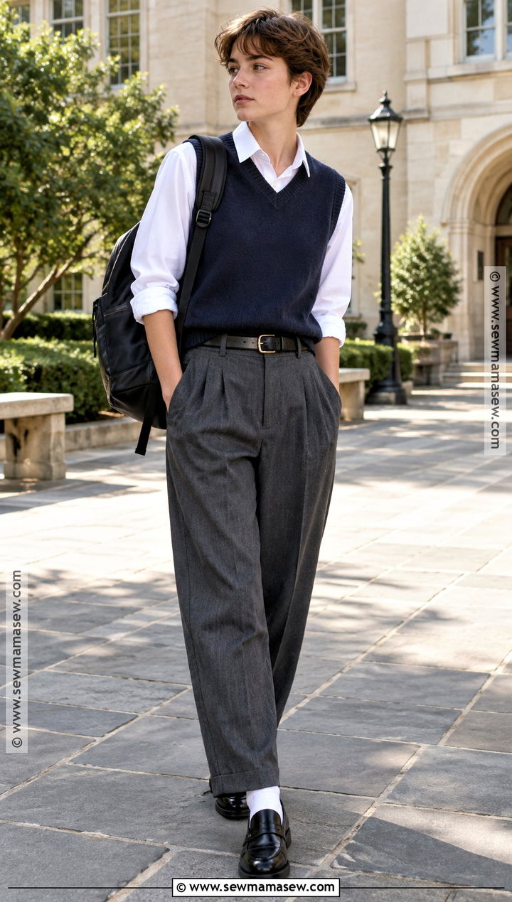 Sweater Vest And Button Down Outfit - 15 masc back to school outfits