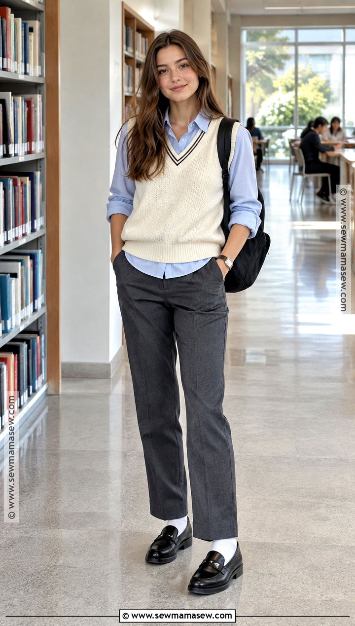 Sweater Vest And Button Down School Outfit - 15 Back To School Outfits Fall 2026