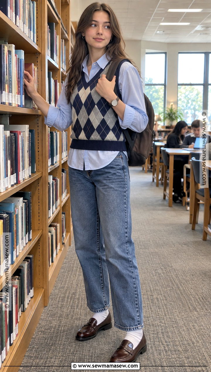 Sweater Vest And Button Down School Outfit - 20 cute back to school outfits highschool