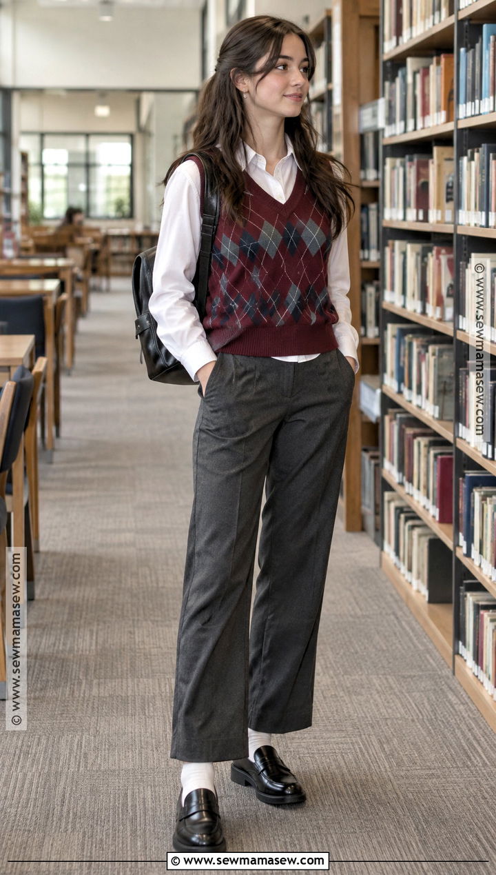 Sweater Vest And Button Down School Outfit - 25 fall fits for school