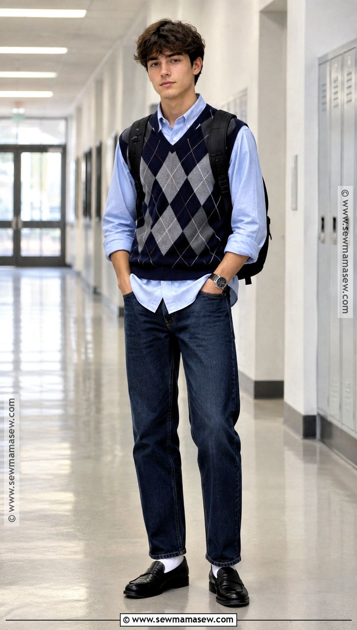 Sweater Vest And Button Down School Outfit - 15 Back To School Outfits Highschool Casual