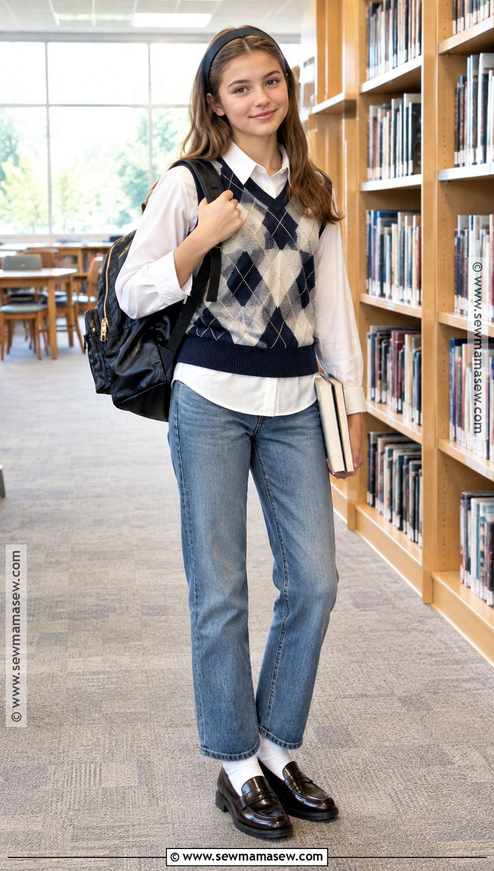Sweater Vest And Button Down School Outfit - 15 cute back to school outfits 8th grade