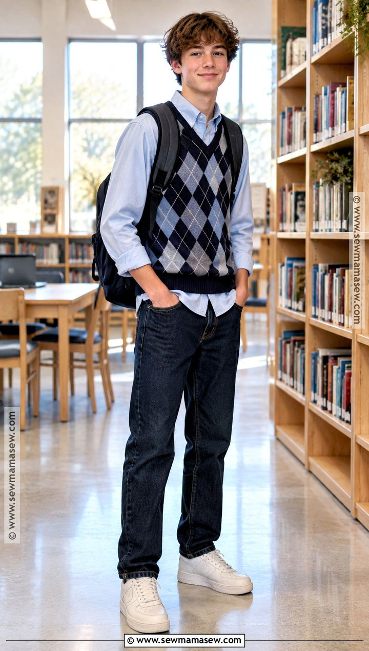 Sweater Vest And Button Down Shirt 8th Grade Outfit - 20 back to school outfits 8th grade