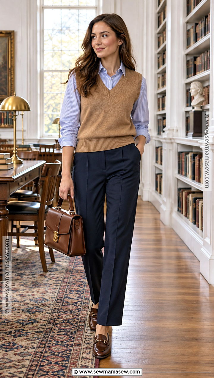 Sweater Vest And Button Down Shirt Autumn Outfit - 25 outfit for autumn ideas