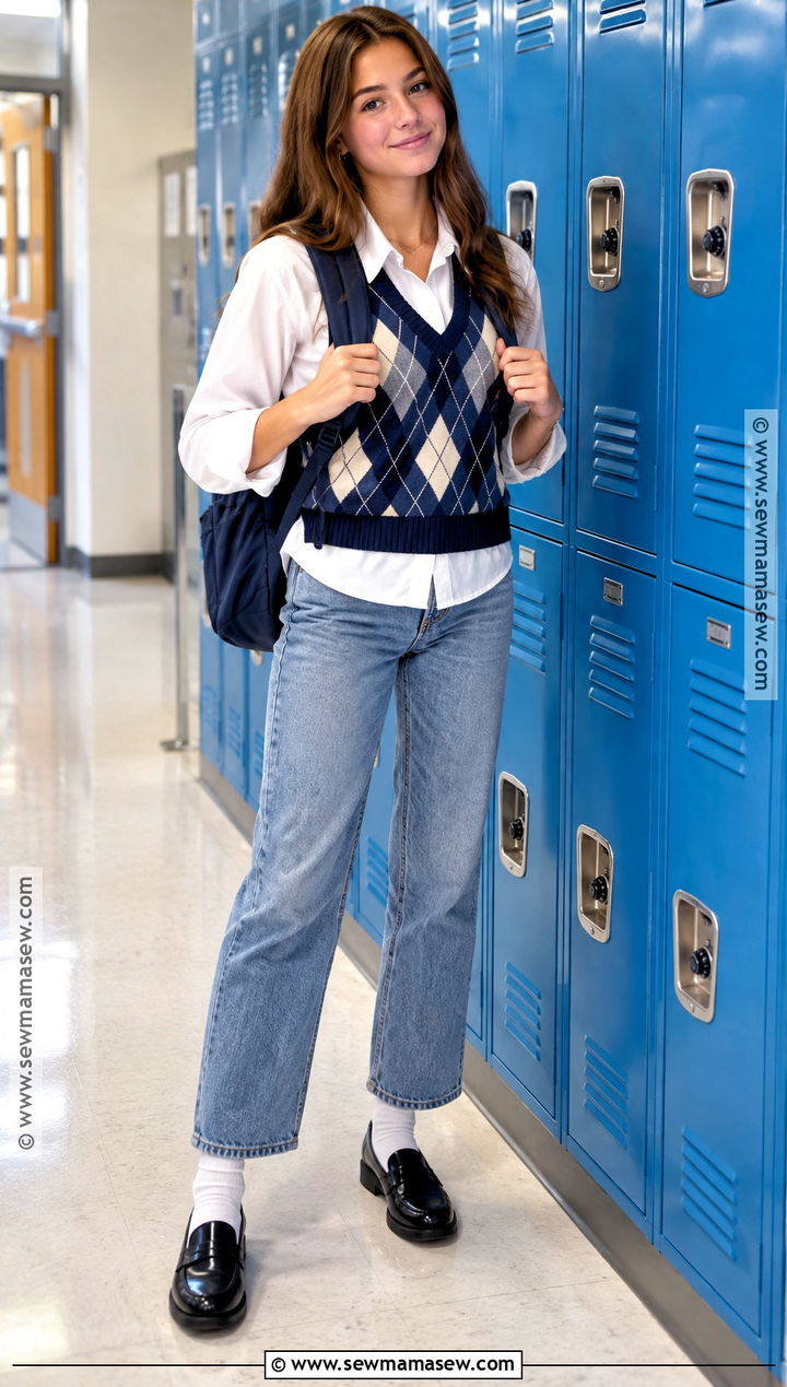 Sweater Vest And Button Down Shirt Back To School Outfit - 15 back to school outfits middle school 8th for girls