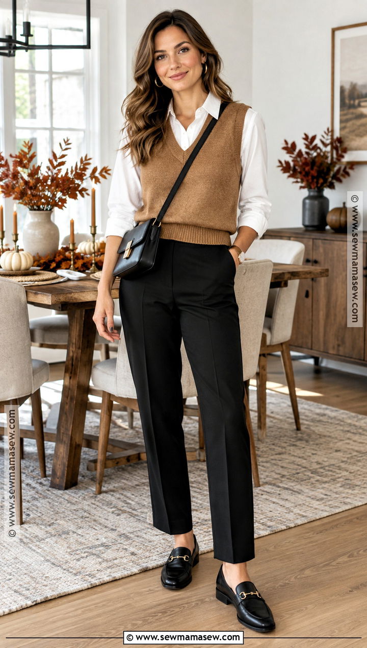 Sweater Vest And Button Down Shirt Thanksgiving Outfit - 20 Thanksgiving Inspo Outfits
