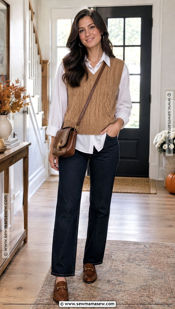 Sweater Vest And Button Down Thanksgiving Outfit - 20 comfy casual thanksgiving outfit ideas