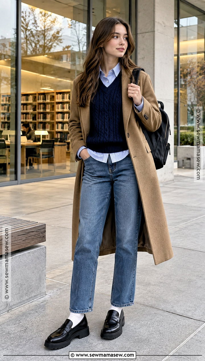 Sweater Vest And Button Down Winter School Outfit - 15 winter outfits back to school