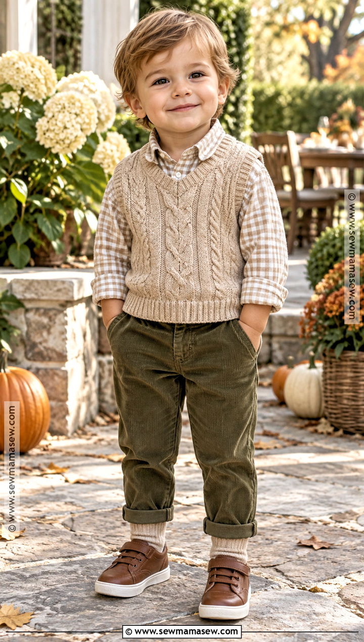 Sweater Vest And Collared Shirt Fall Toddler Outfit - 15 fall themed toddler clothing ideas