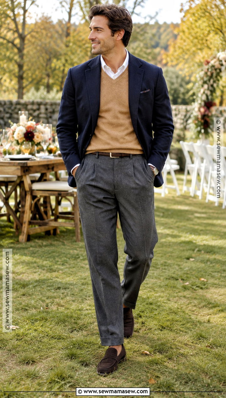 Sweater Vest And Dress Trousers Fall Wedding Attire - 20 fall wedding mens attire ideas