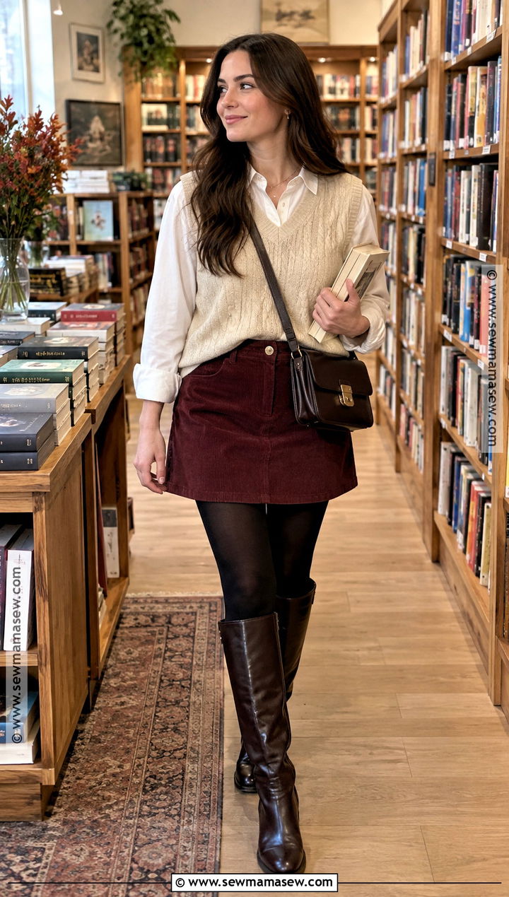 Sweater Vest And Mini Skirt Fall Date Night Outfit - 15 datenight fall outfits casual
