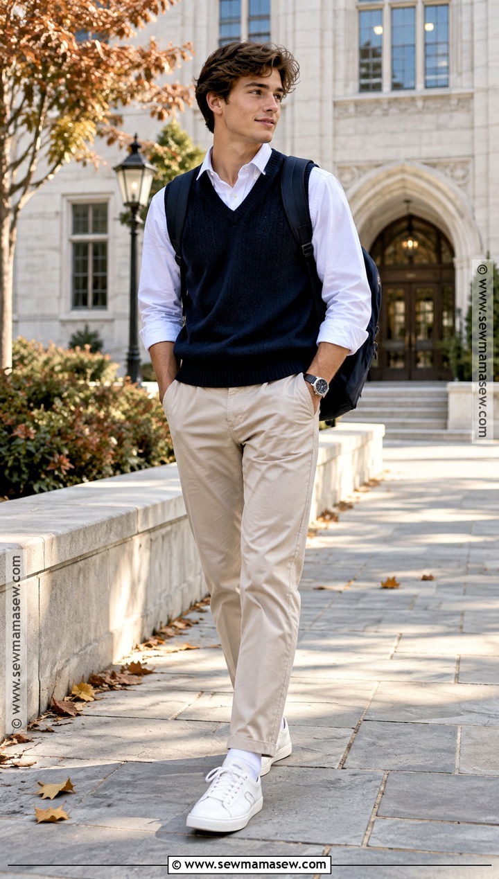 Sweater Vest And Oxford Shirt Back To School Outfit - 15 mens back to school outfit ideas