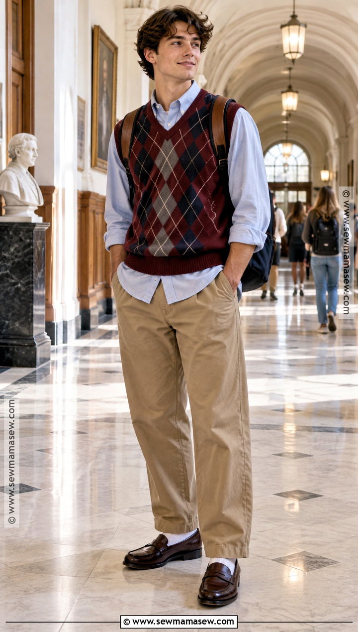 Sweater Vest And Oxford Shirt Back To School Outfit - 25 back to school outfits for men