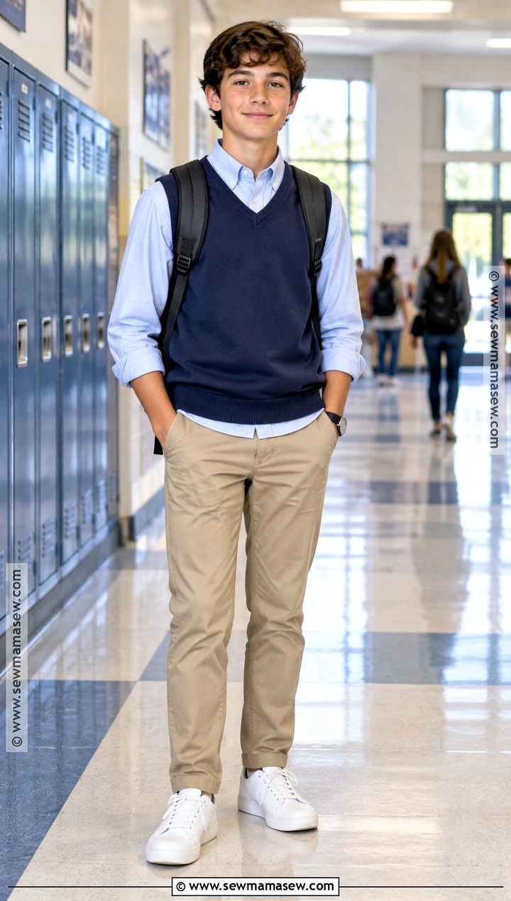Sweater Vest And Oxford Shirt Outfit - 15 back to school outfits middle school for boys