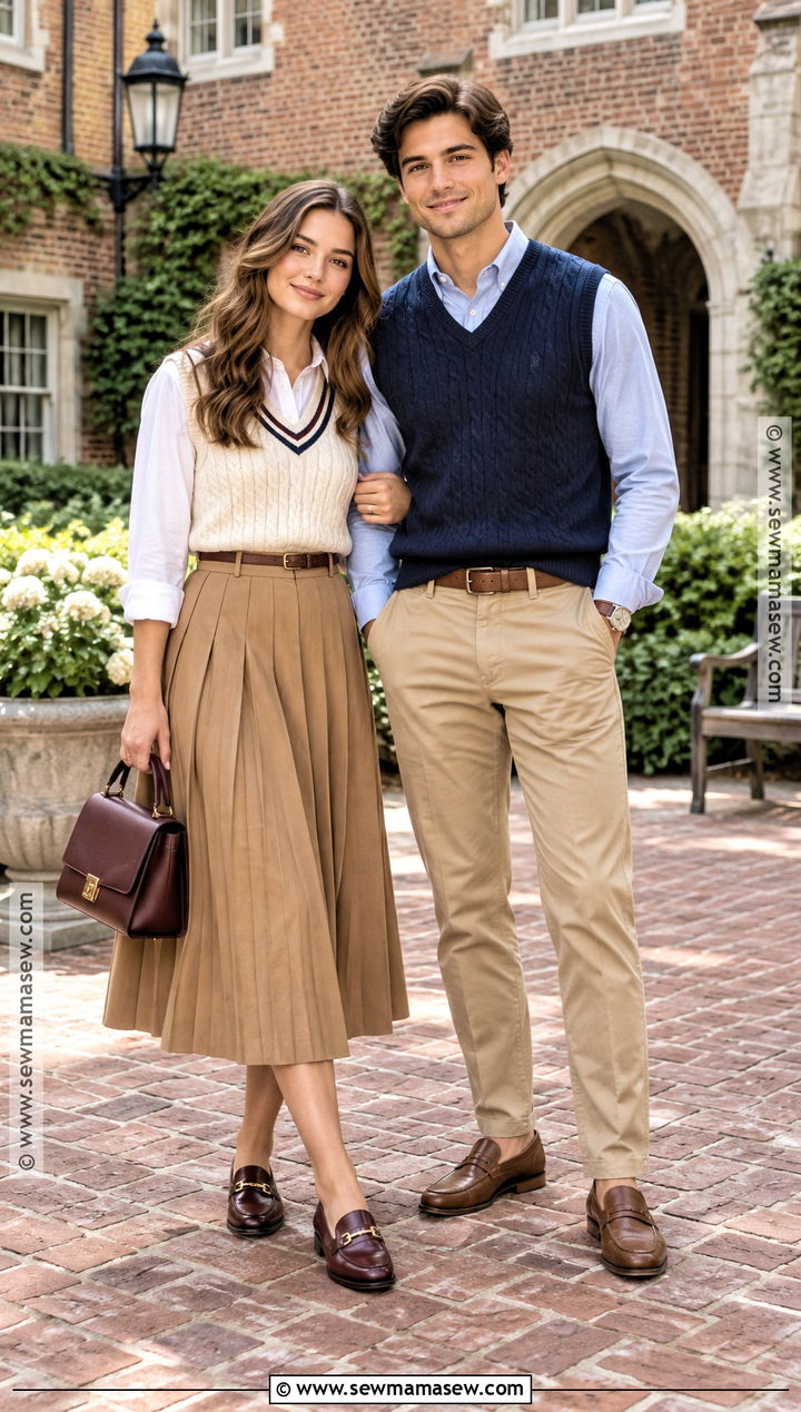 Sweater Vest And Pleated Skirt Fall Couple Photo Outfit - 20 fall couple photos outfits