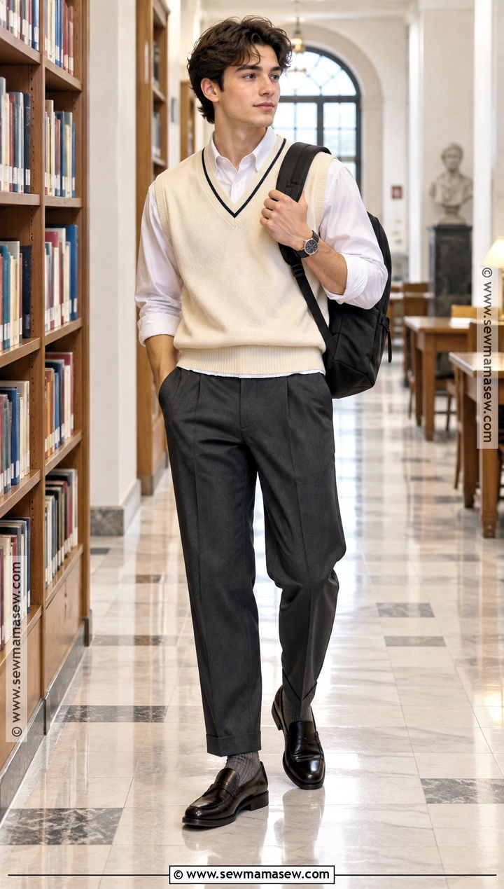 Sweater Vest And Tailored Pants Back To School Outfit - 25 Back To School Inspo Outfits