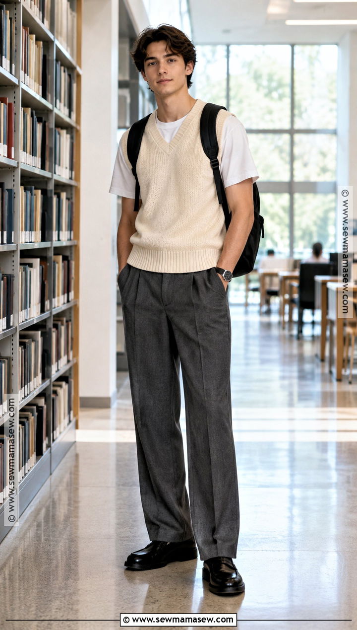 Sweater Vest And Trousers Back To School Outfit - 15 1St Day Back To School Outfits