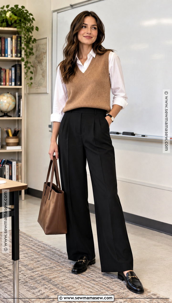 Sweater Vest And Trousers Teacher Outfit - 20 teacher outfits elementary fall