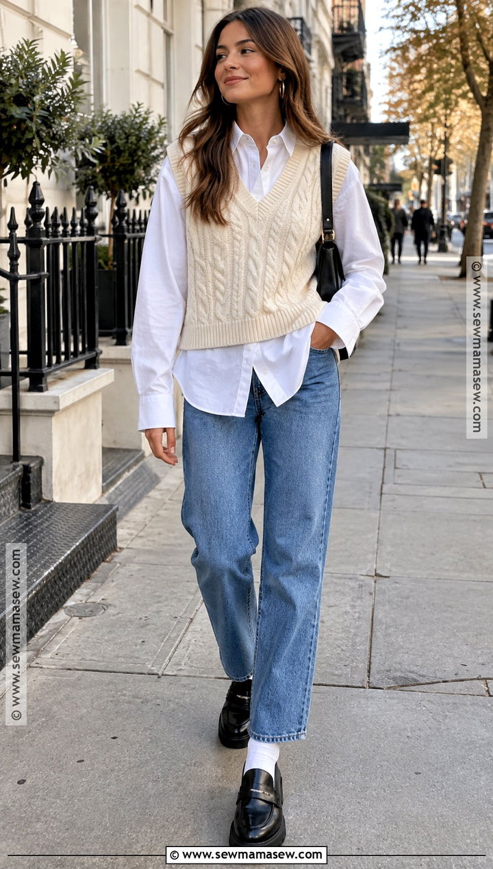 Sweater Vest And White Shirt Fall Outfit - 30 fall outfits 2026 trends