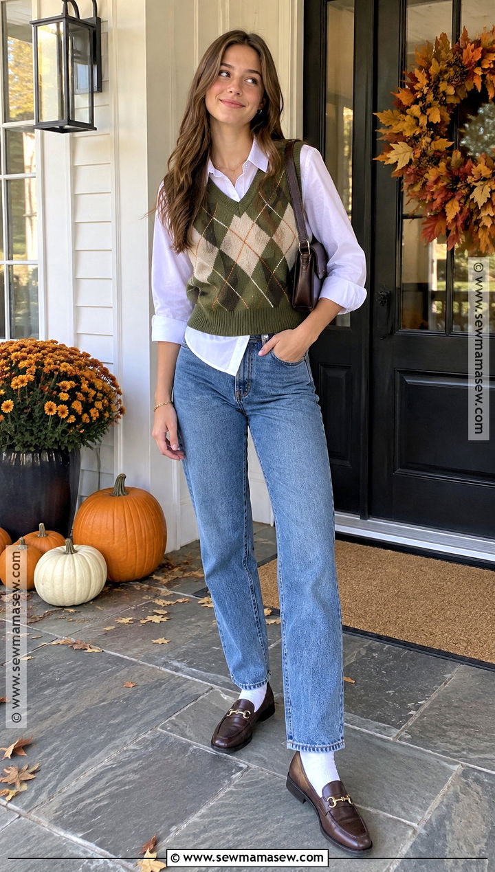 Sweater Vest And White Shirt Thanksgiving Outfit - 20 Thanksgiving Outfit Teen Ideas for Girls