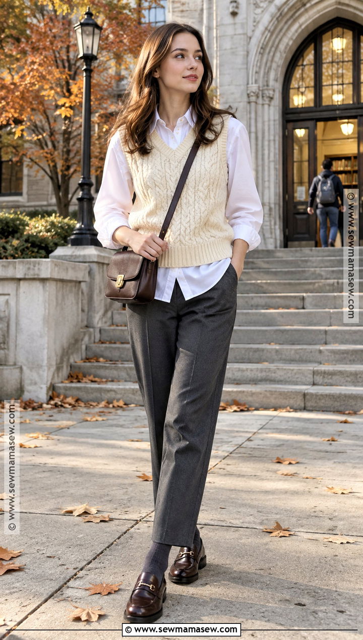 Sweater Vest Autumn Outfit - 30 autumn outfits aesthetic