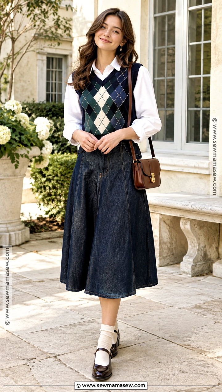 Sweater Vest Fall Outfit With Midi Skirt - 30 fall outfits 2026
