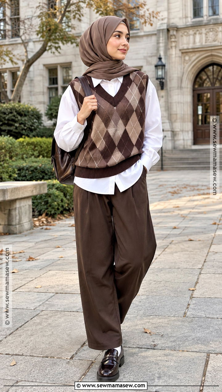 Sweater Vest Hijabi Fall Outfit - 25 hijabi fall outfits