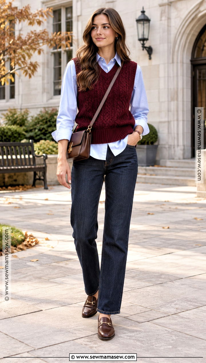 Sweater Vest Outfit With Button Down Shirt - 15 Autumn Sweaters for Women
