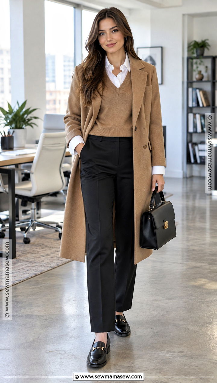 Sweater Vest With Button Down Shirt - 25 Fall Corporate Outfits for Women