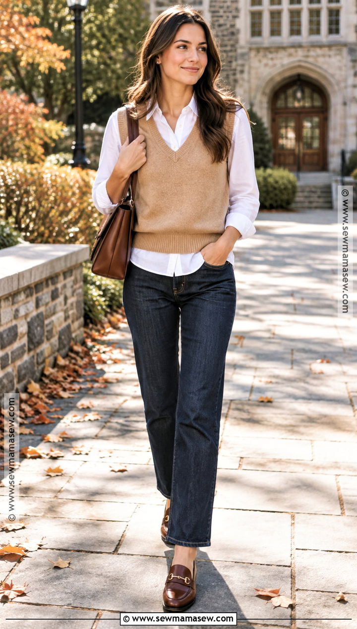 Sweater Vest With Button Down Shirt - 15 2026 Fall Wardrobe Capsule Ideas