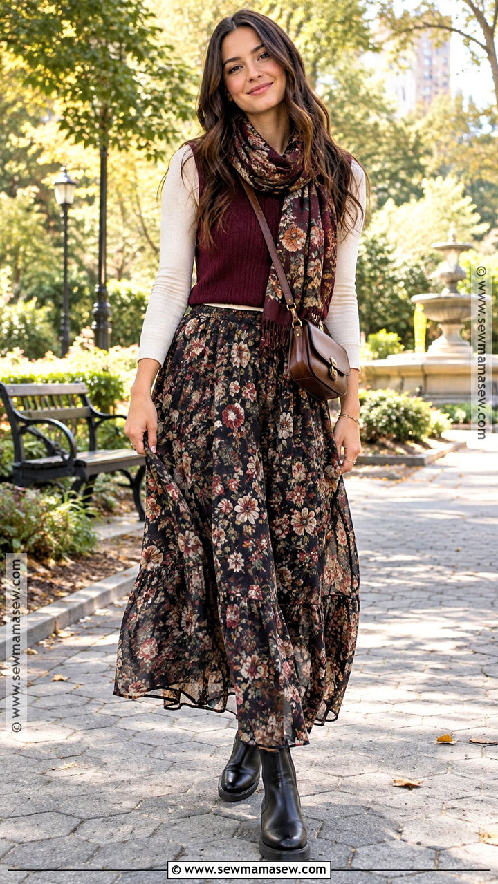 Sweater Vest With Maxi Skirt And Chelsea Boots - 20 sweater vest fall outfits