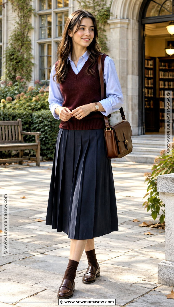 Sweater Vest With Pleated Skirt And Loafers - 15 Outfit Autumn 2026 Ideas for Women