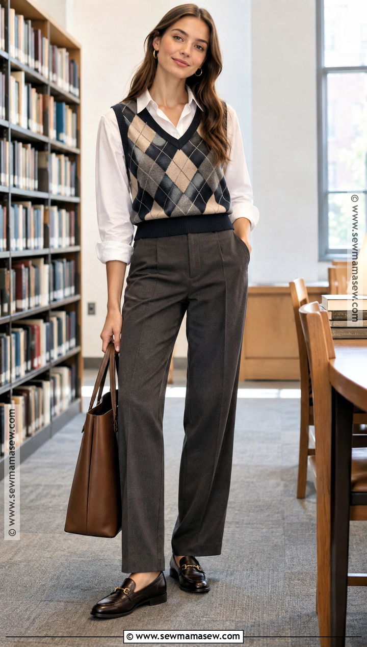 Sweater Vest With White Button Down Shirt - 25 Autumn Sweater Ideas