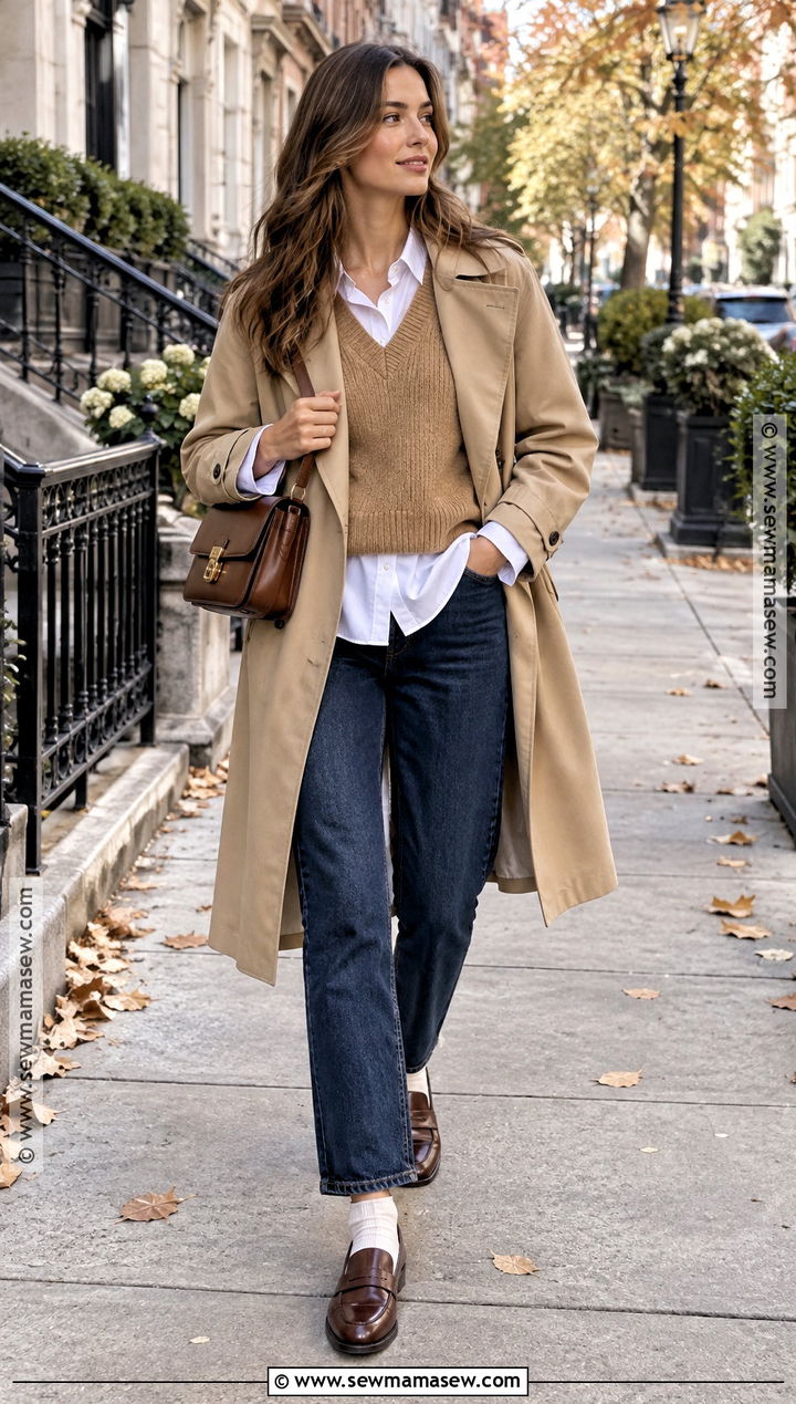 Sweater Vest With White Shirt And Jeans - 25 sweater weather outfits