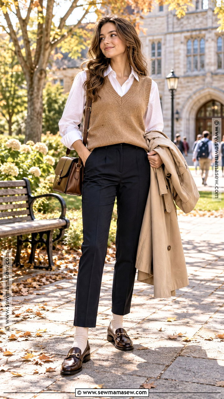 Sweater Vest and Button Down Fall Outfit - 20 fall vibe outfits