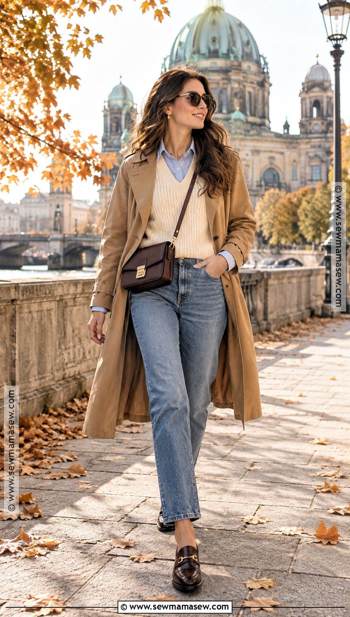 Sweater Vest and Button Down Fall Sightseeing Outfit - 15 fall weekend getaway outfits capsule wardrobe